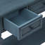 Console de style rétro classique avec trois tiroirs supérieurs et une tablette inférieure de style ouvert, facile à assembler (bleu marine)
