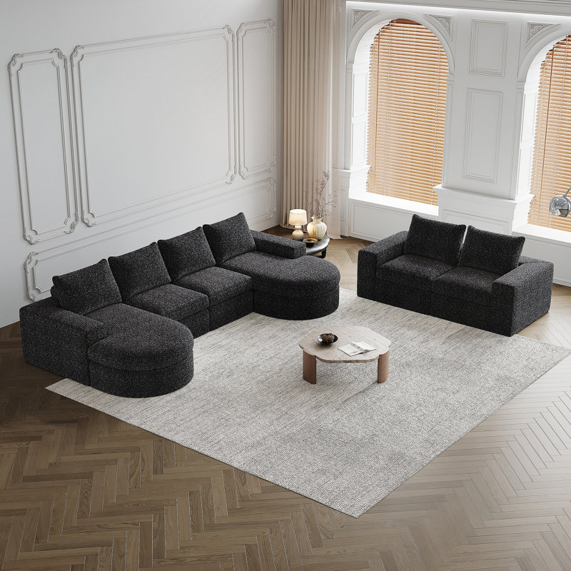 Canapé modulaire Chenille Cloud, Chenille noir