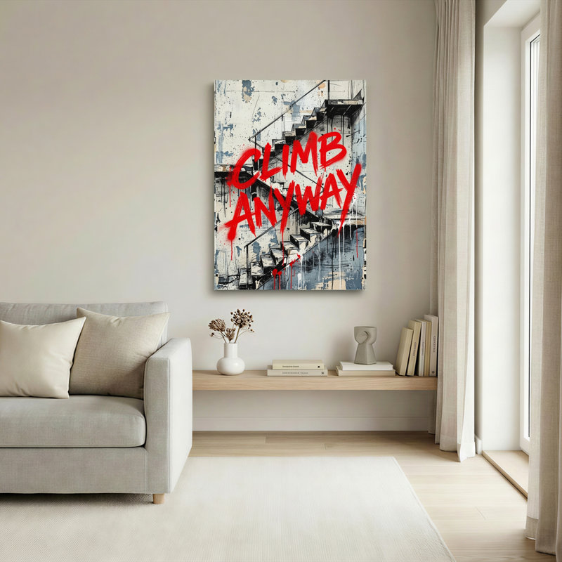 Ensemble d'une toile murale « Grimpez quand même »., 40"H x 28"W, Wrapped Canvas
