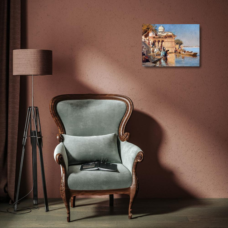 "Along the Ghats, Mathura" by  Edwin Lord Weeks - Gallery Wrap Canvas Wall Art, 18" H x 14" W