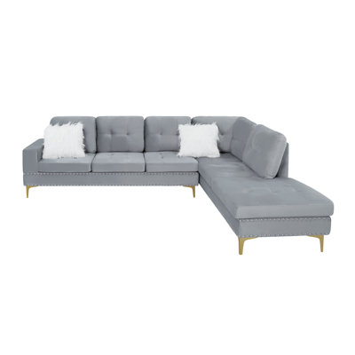 Upholstered L-Shaped Sectional Sofa With Hidden Table