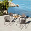 Holiday - Fauteuil empilable en PP gris chaud 4 pièces avec table pliante multifonctionnelle intérieure / extérieure moderne - ergonomique et durable-129435697