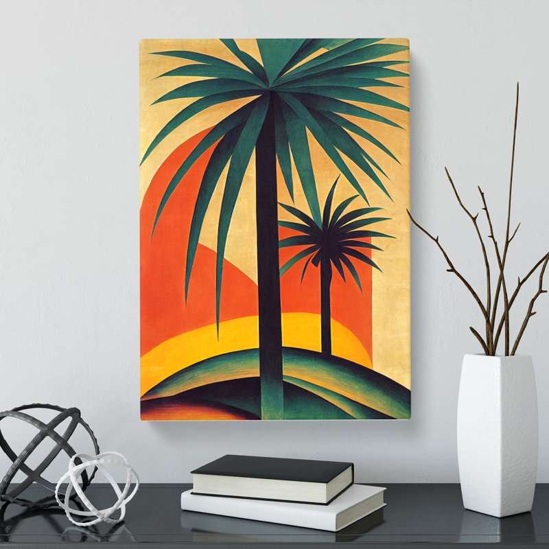Palm Tree Retro - Wrapped Canvas, 76cm H x 50cm W x 3cm D