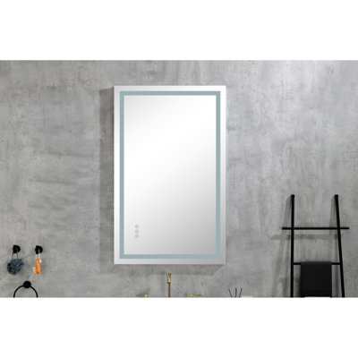 Large 36"X24" Led Bathroom Mirror With Fog, Dimmable , 3 Colors, For Makeup, Skincare, Shaving, Clothing Inspection Front & Back Lights, Dimmable, Color Selections, Validate By Application