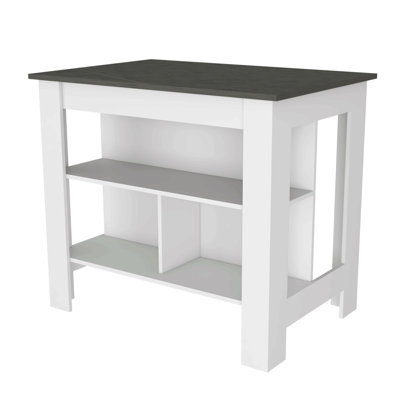 Kitchen Island, Three Concealed Shelves