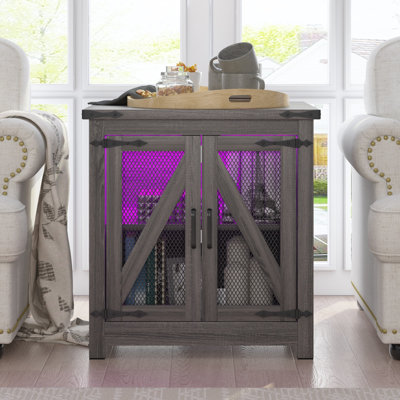 Niajah Solid Wood Top End Table and Built-In Outlets