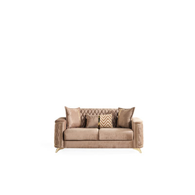 Modern Copper - Tinted , Made With High Resilience Foam And A Polished Wood Combination In Copper, Textured Performance Fabric Gauge Sinuous Spring Support