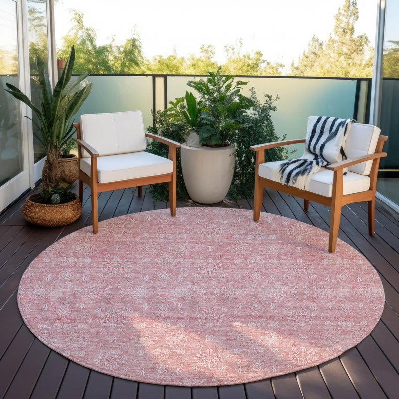 Tapis intérieur / extérieur Killingly avec envers antidérapant, Rond 8 pi