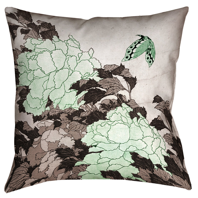 Coussin extérieur Katsushika Hokusai, 16 po x 1 po, Vert