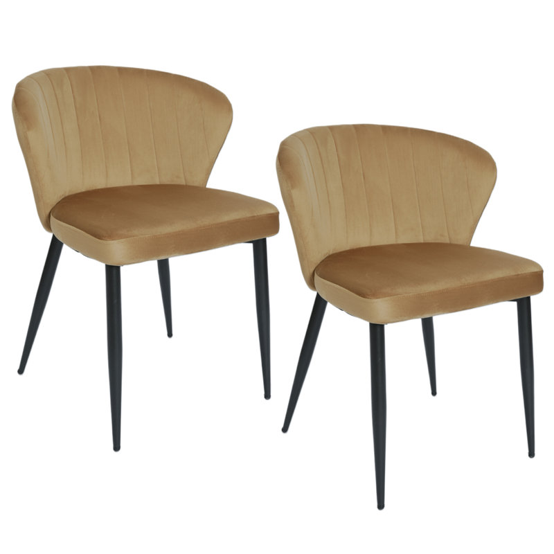 Ensemble de 2 chaises d'appoint rembourrées en velours Mercer41, jaune
