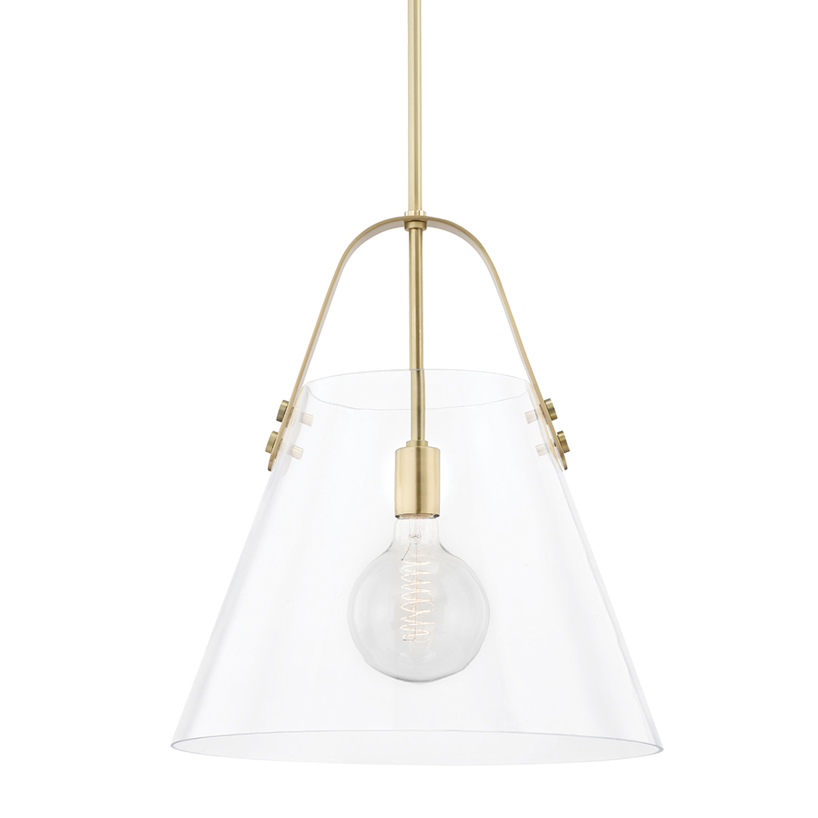 Ahava Single Light Glass Pendant, Aged Brass