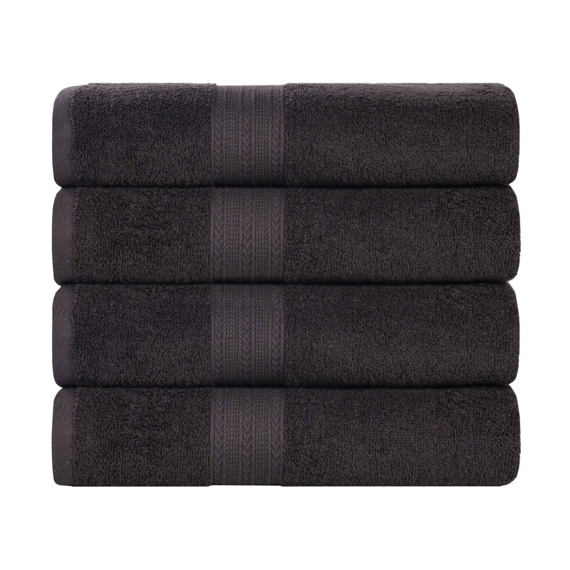 Hannu Eco-Friendly 100% Ringspun Sustainable Cotton Bath Towel Set, Black