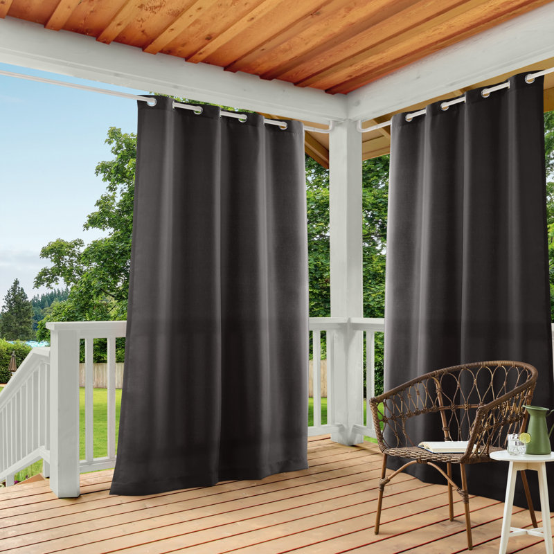 Ensemble de 2 rideaux à œillets TOWN & COUNTRY BASICS Cabana pour intérieur et extérieur, 54" W x 84" L, Black