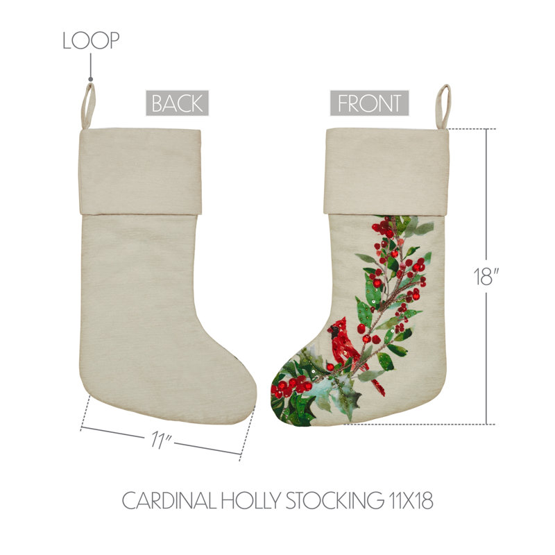 Cardinal Holly Stocking 11x18
