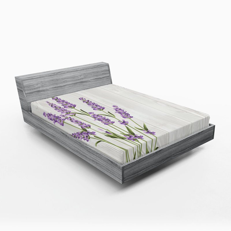 Ensemble de 2 draps-housses Ambesonne, Olive Green Pale Grey Floral, Drap-housse grand