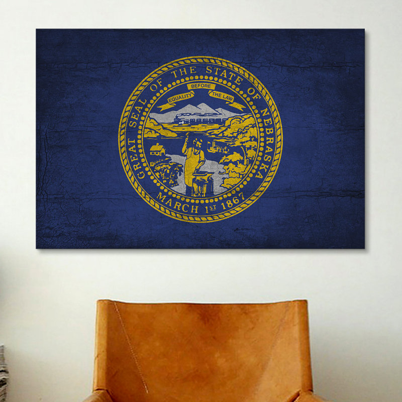 Nebraska fissures avec grunge "flags" sur toile, H 18 po x l 26 po x P 1,5 po