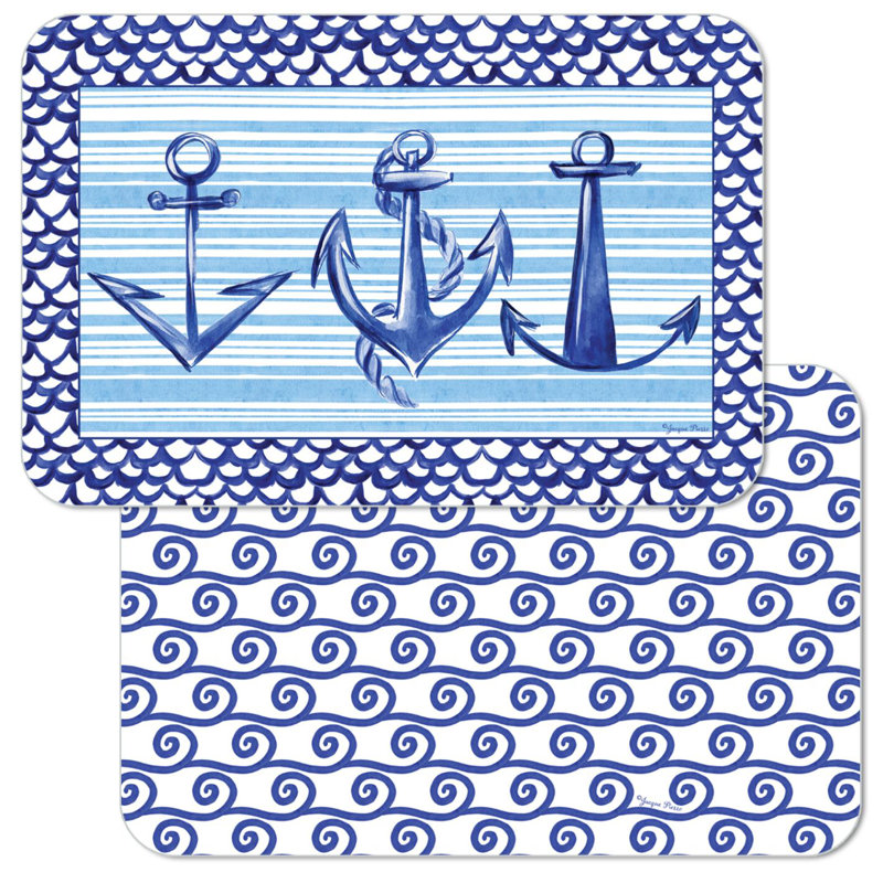 Anchors Away Reversible Rectangular Plastic Placemats