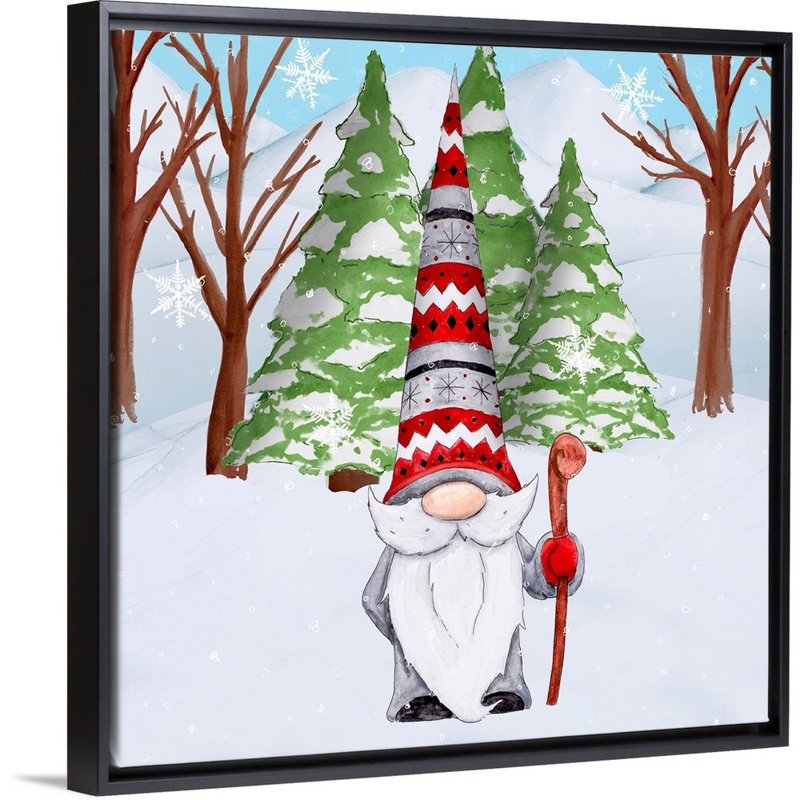 «Fun Hat Gnoming Around I», peinture sur toile tendue, H 13,25 po x l 13,25 po, Cadre noir