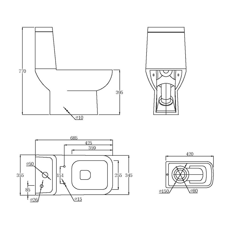 White Stone 4.5L LPF Elongated Floor Mounted Kit (Seat Included)