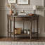 Console demi-lune de style champêtre avec tiroir et tablette inférieure pour entrée