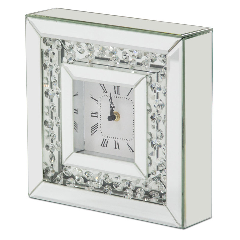 Crystal Reflections Table Clock Set