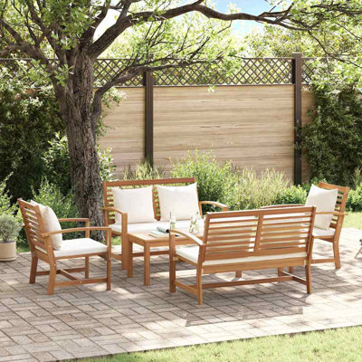 Ensemble de canapé de jardin vidaXL 5 pièces en bois de teck massif naturel