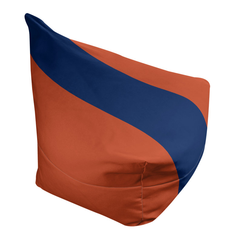 Bean Bag Cover, 30" H x 27" W x 2" D, Navy Blue/Orange