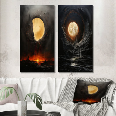 Moon Ebony Eclipse Silence - Moon, ensemble de 2 reproductions d'art en métal