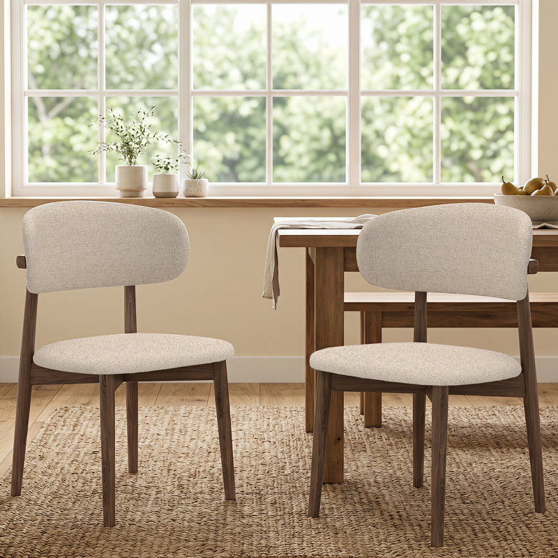 Chaise de salle à manger d'appoint en bois massif rembourrée (lot de 2), 2