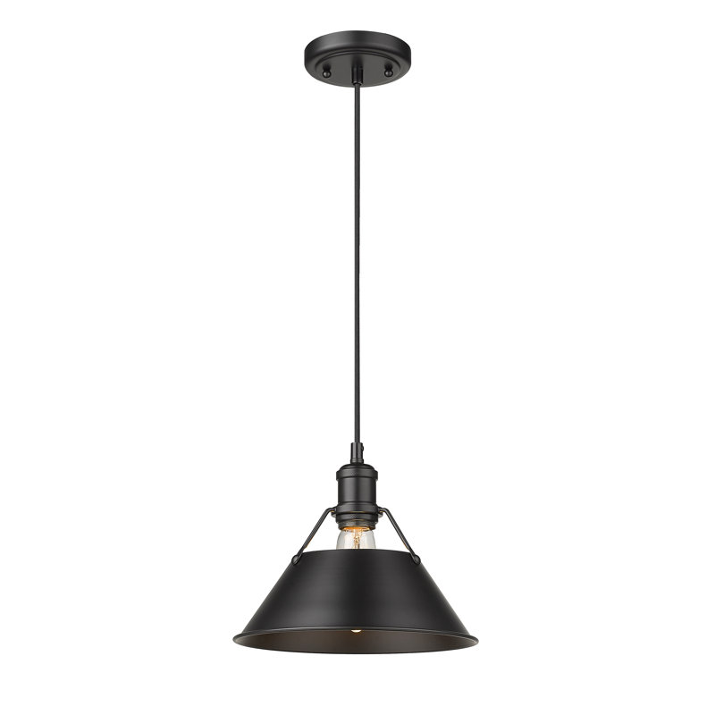 Luminaire suspendu conique à 1 lumière Weatherford, Noir mat, Noir mat, H 130 po x l 10 po x P 10 po