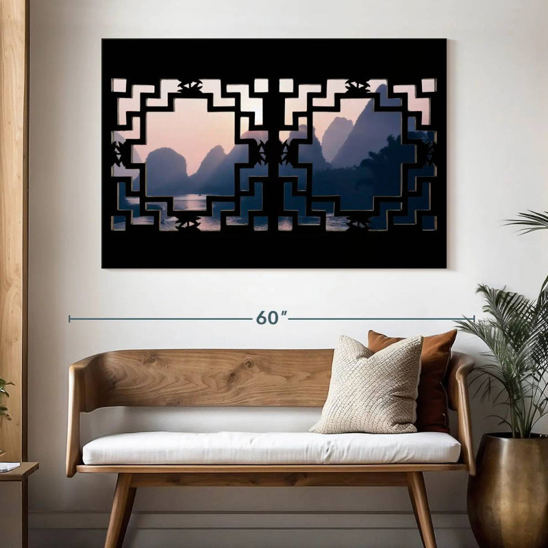 Lilie Asian Window Mountain, 34" H x 51" W