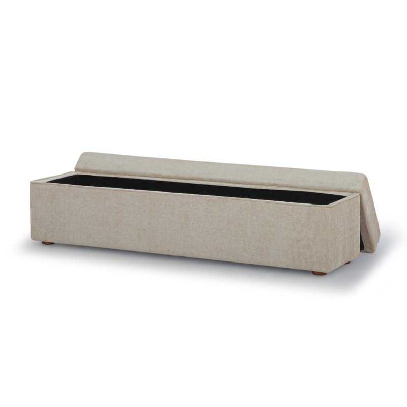 Mel Chenille Upholstered Storage Bench, Honeycomb Taupe Chenille