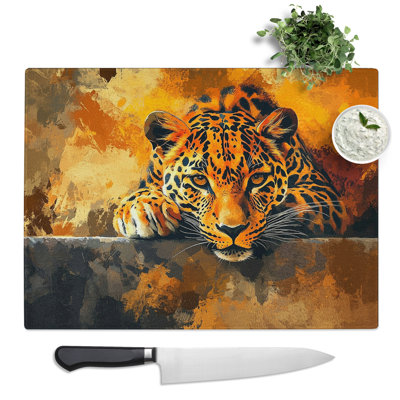 Leopard Composition  Glass Chopping Board