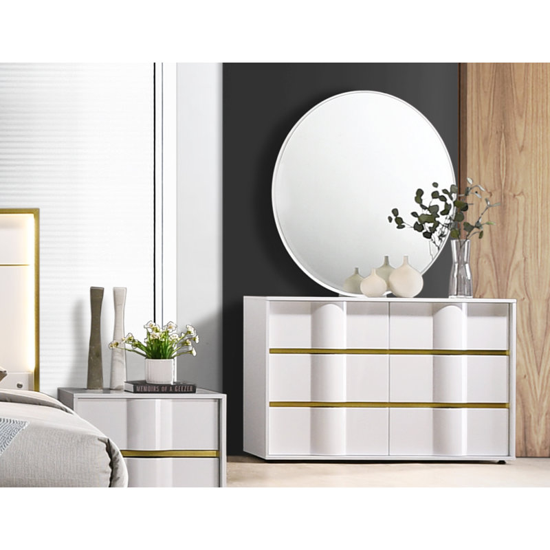Ensemble de commode et miroir 6 tiroirs l 48 "Milly 