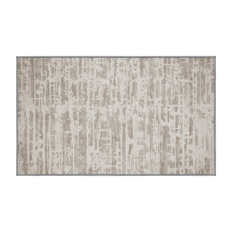 Machine Washable Gray Area Rug, Rectangle 2' x 3'