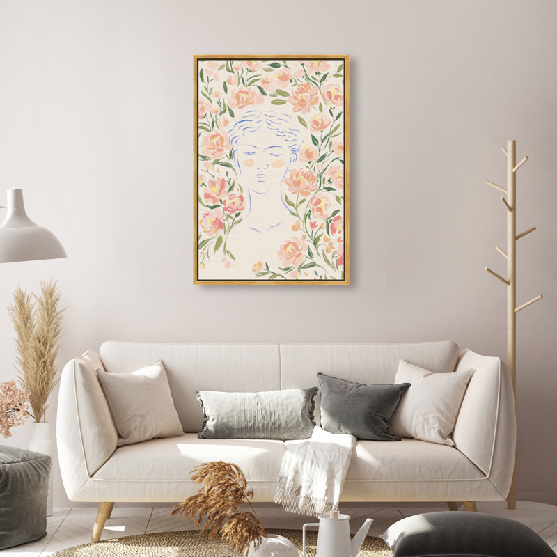 Artemis And Flowers Print by Oliver Gal, 55"H x 37"W, Gold Floater Frame