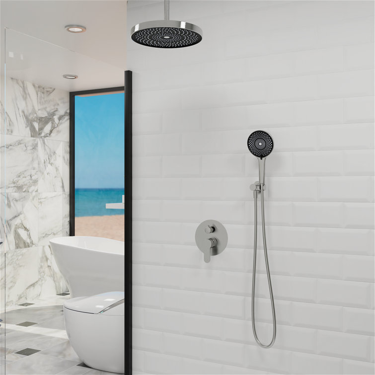 Shower Systems with 12"Rain Shower and High Pressure Handheld Spray, Celling Mount, Rough in-Valve