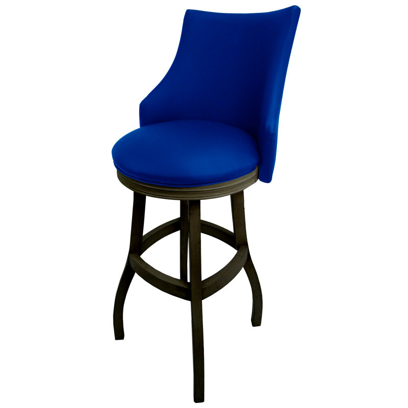 Tabouret pivotant en bois Ridfortore, Noir, Bleu Duc, Tabouret de bar (hauteur du siège 34 po)