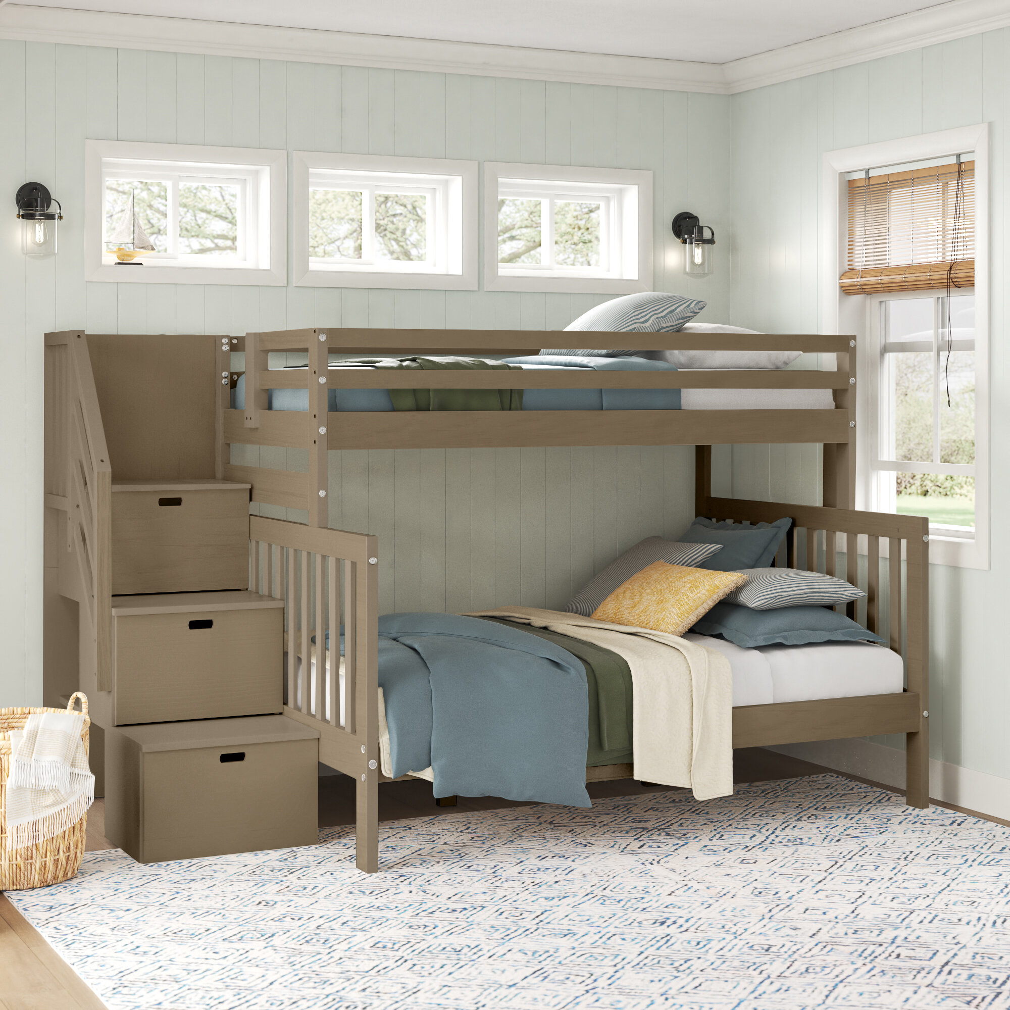 Manor park solid wood twin deals over twin floor bunk bed