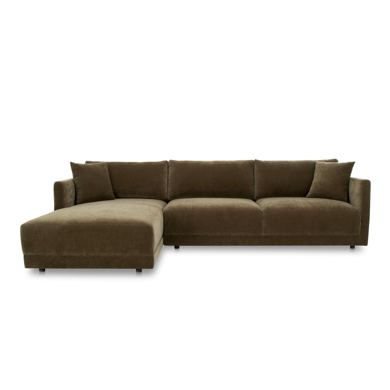 Bryn Upholstered Sectional, Moss Olive Green Performance Chenille, Left Hand Facing