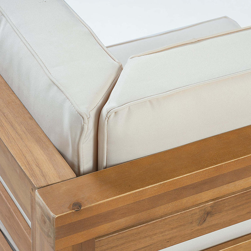 Ensemble de causeuse 2 pièces, beige, Coussin beige / structure naturelle