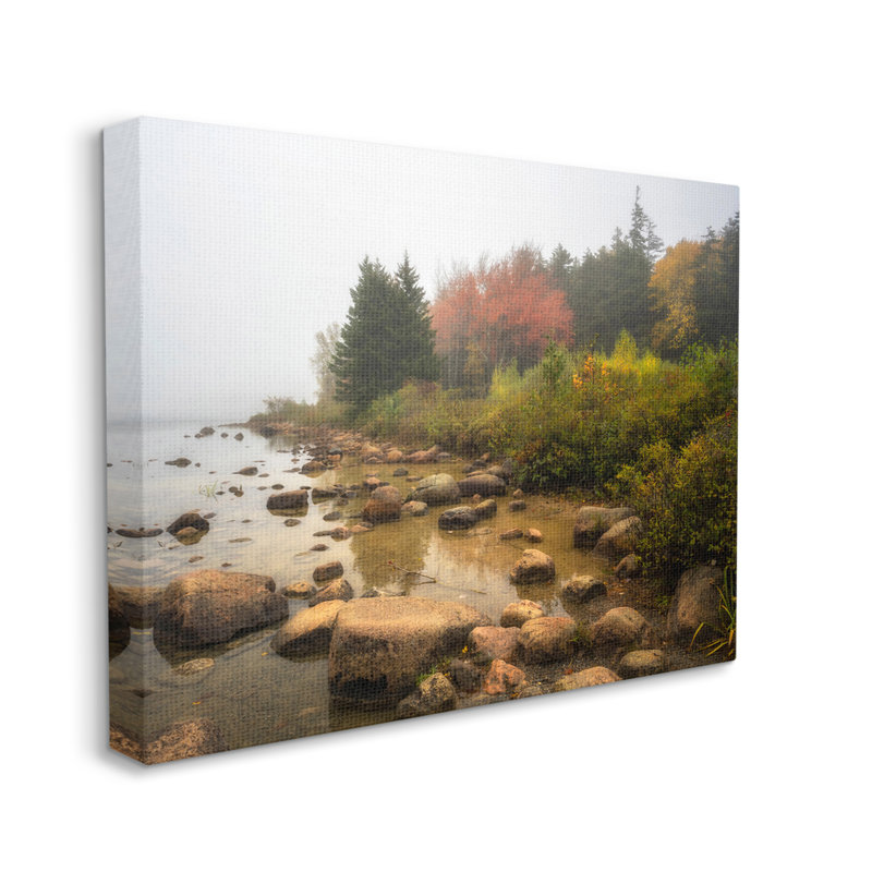 Rocky Shore Woodland Foliage Landscape Canvas Print, 20" x 16"