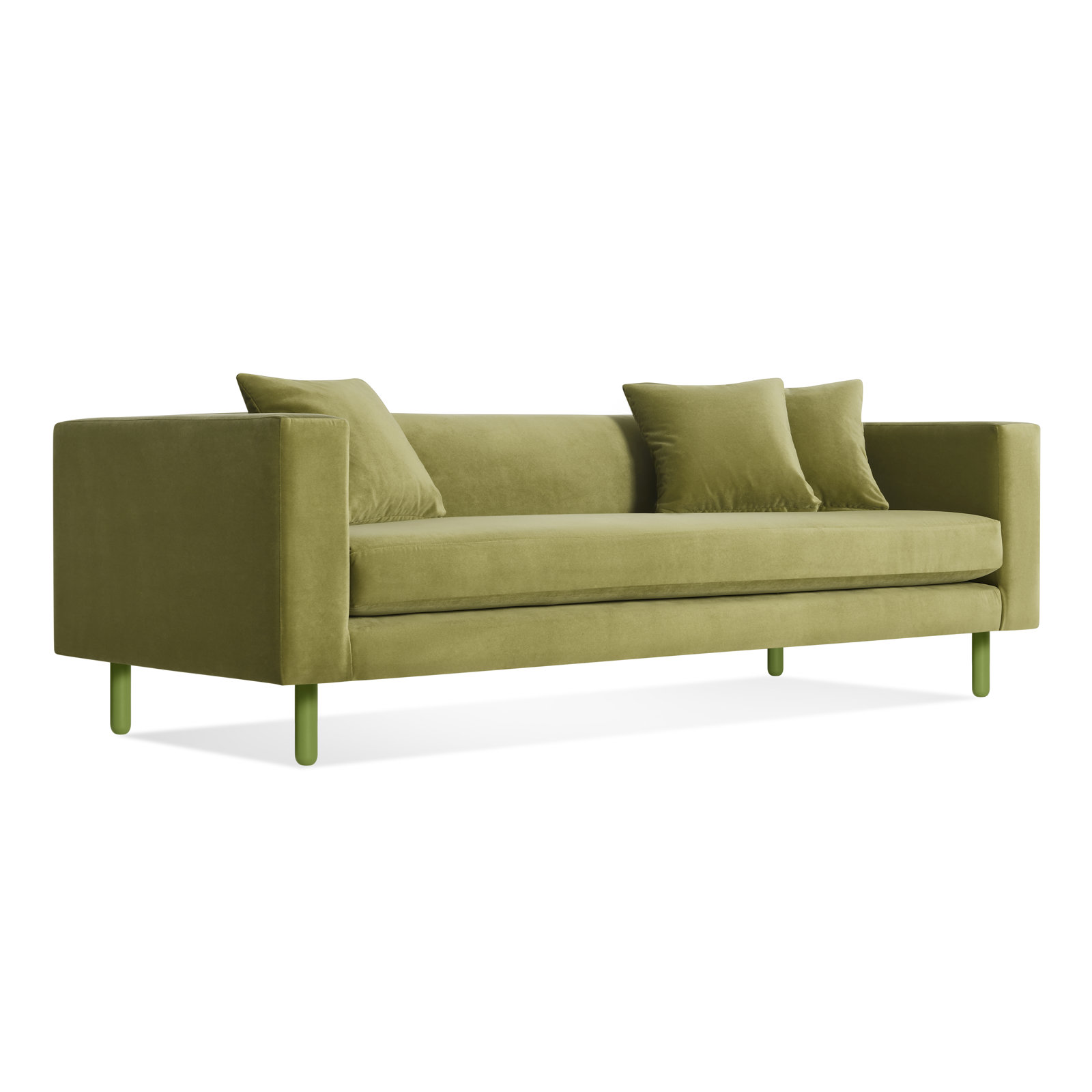 Mono 83'' Upholstered Sofa, Bella Loden Performance Velvet, Grasshopper