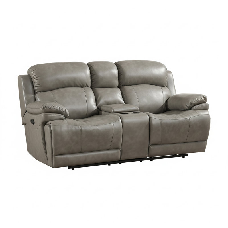Kunkel 78'' Faux Leather Reclining Loveseat, Manual