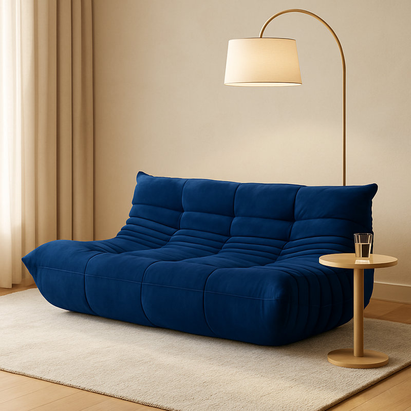 Fauteuil à billes 3 places sans accoudoirs, Microfibre / microsuède bleu