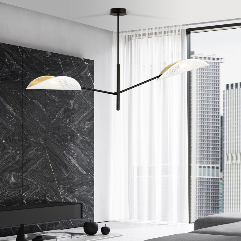 2 - Light Chandelier, White/Gold