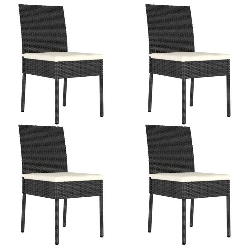 Chaise d'appoint de patio avec coussin Couey, Noir, Crème