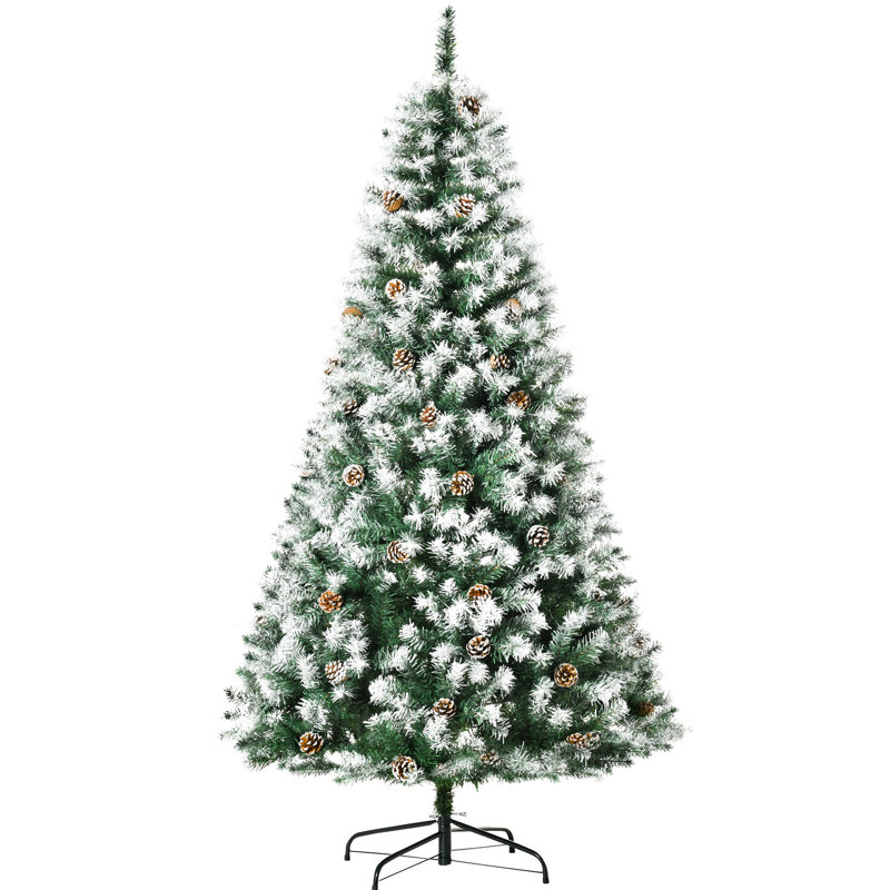Arbre de Noël de 6 pi avec branches enneigées, 800 pointes, 61 branches de pin, base robuste et réaliste, plateforme stable