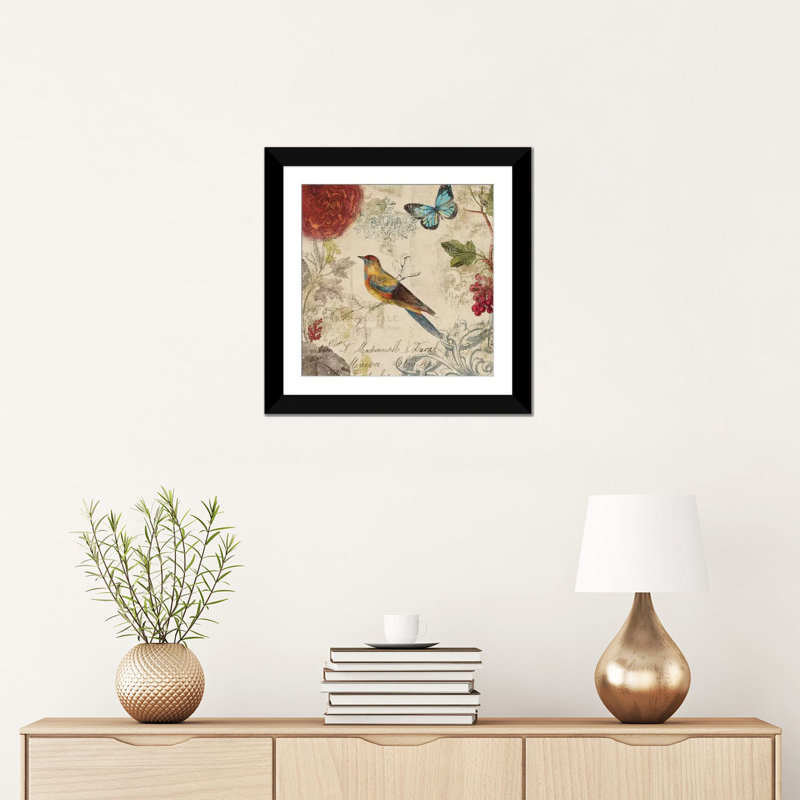 «Nature's Rhapsody», reproduction d'impression sur toile, H 16 po x l 16 po x P 1 po, Papier beaux-arts encadré noir, Blanc