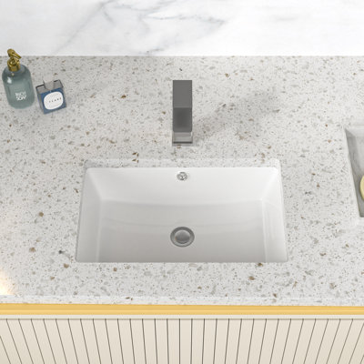 Lavabo de salle de bain rectangulaire encastré en céramique blanc moderne 18 x 13 pouces avec trop-plein